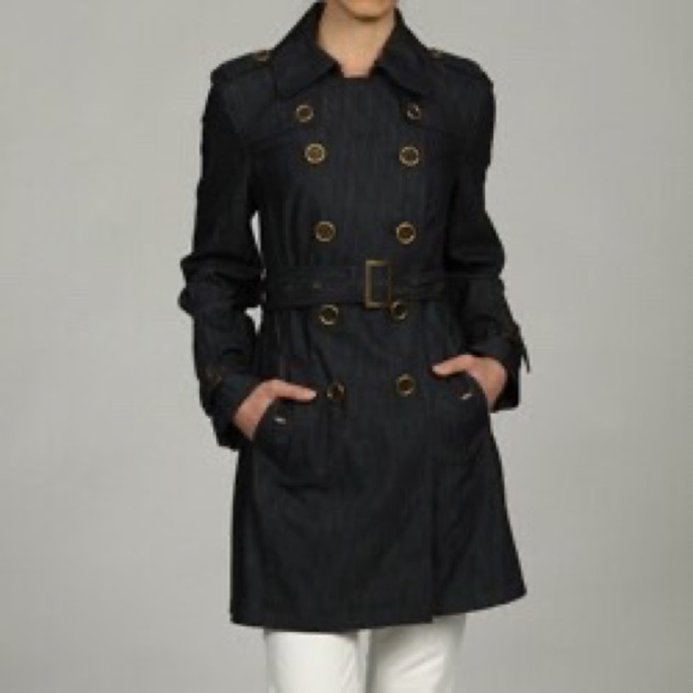 London Fog denim trench coat.